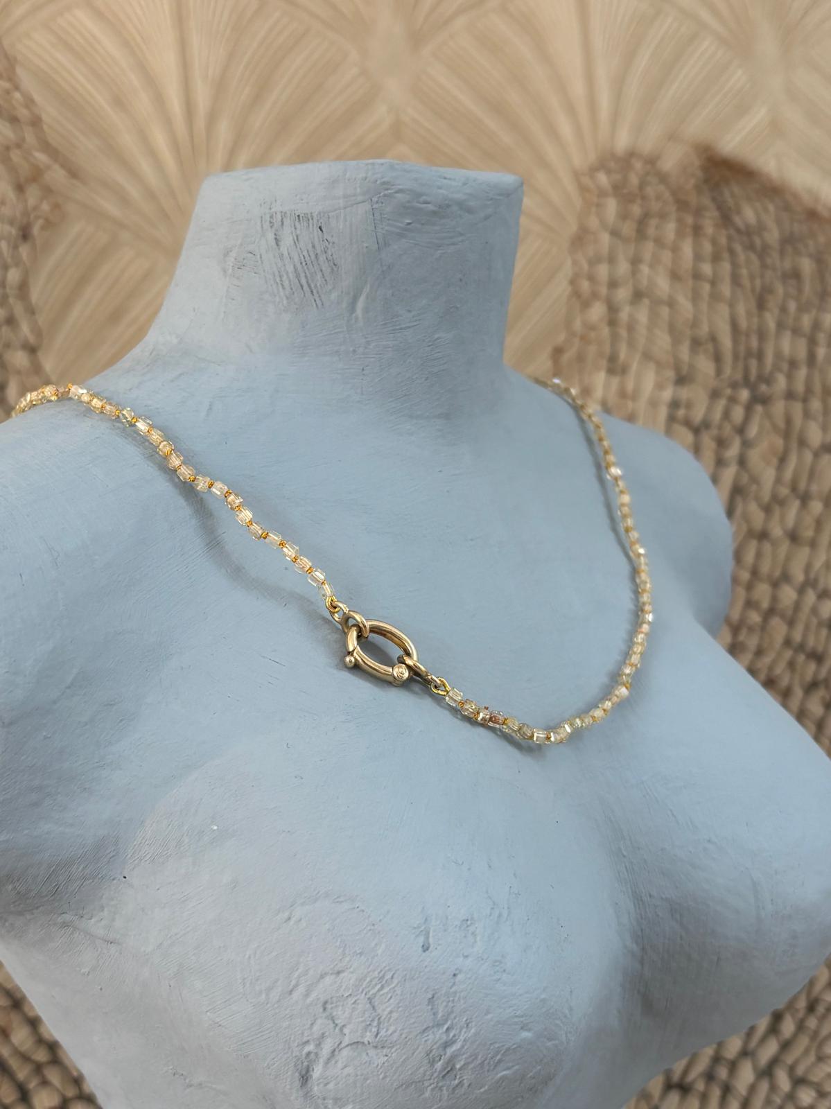 Collier Zachtgele Zirkoon met Sierslot