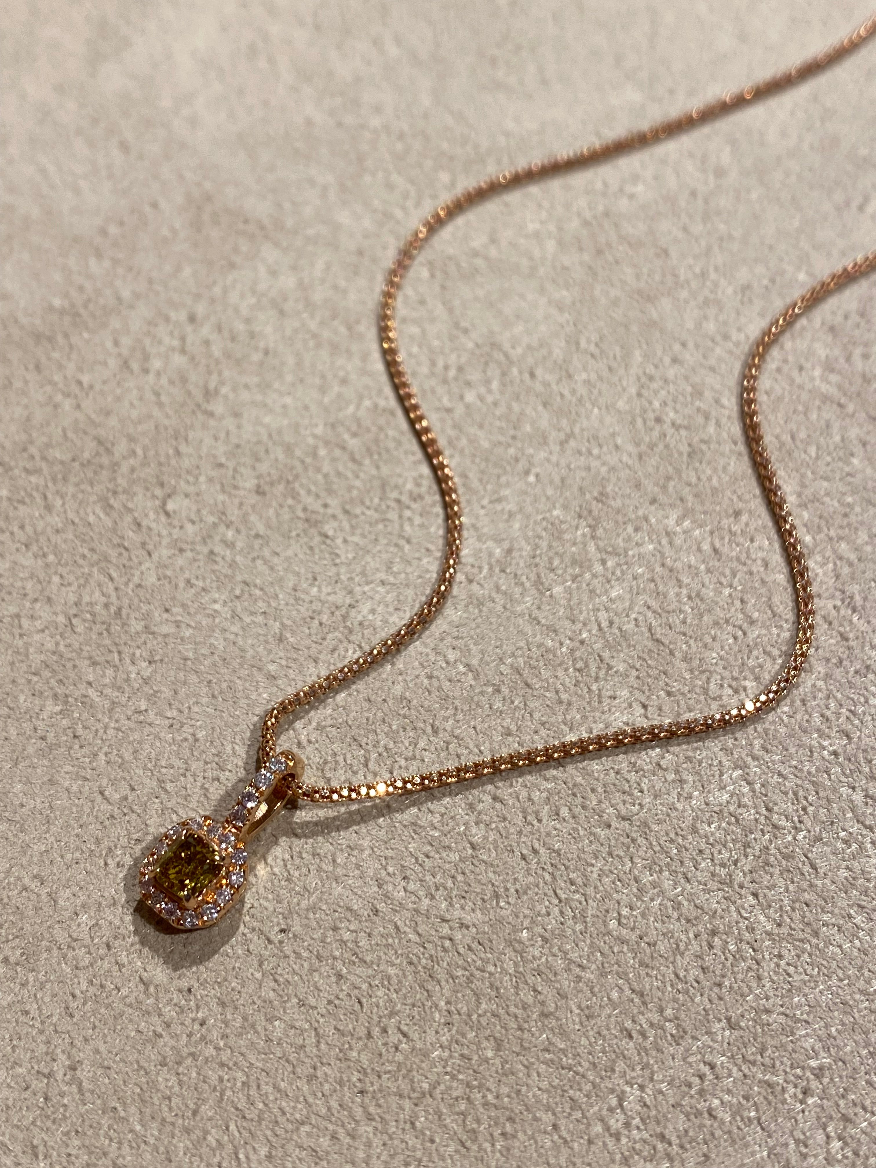 Rosé Fancy Diamant Ketting