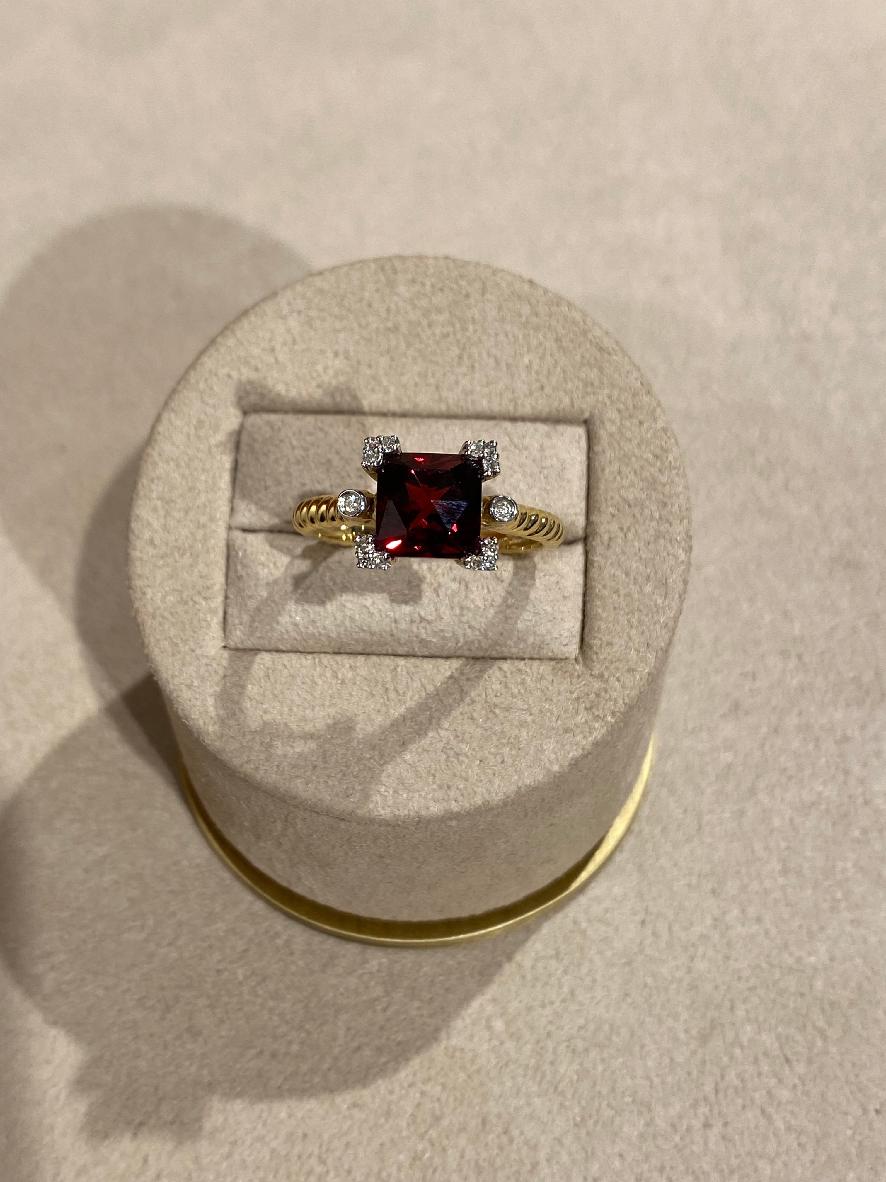 Granaat Diamant Tors Ring
