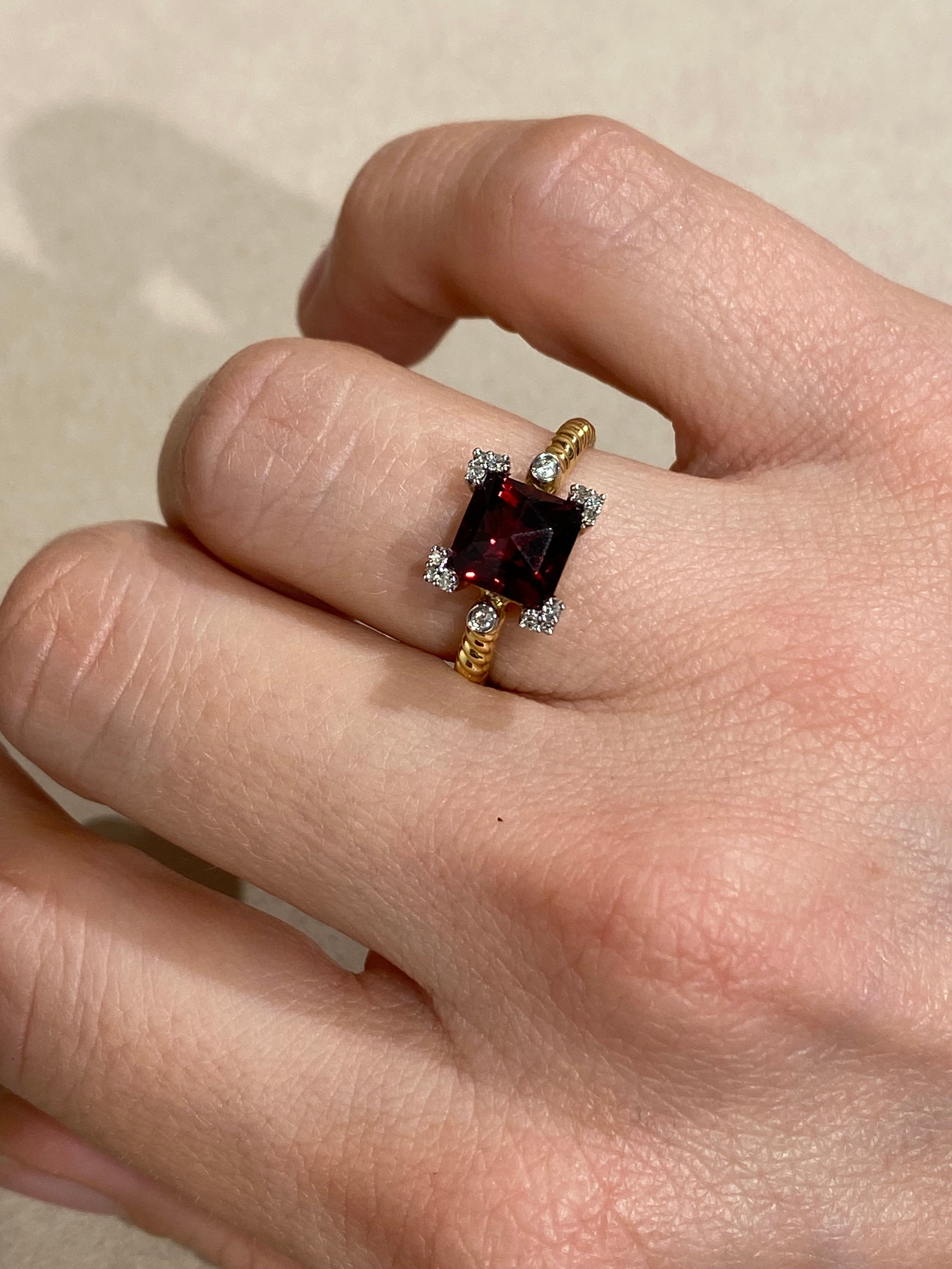 Granaat Diamant Tors Ring