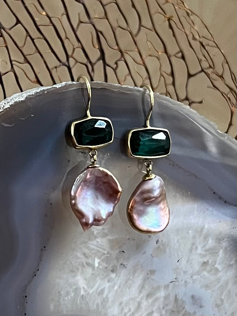 Toermalijn Keshi Parel Oorbellen