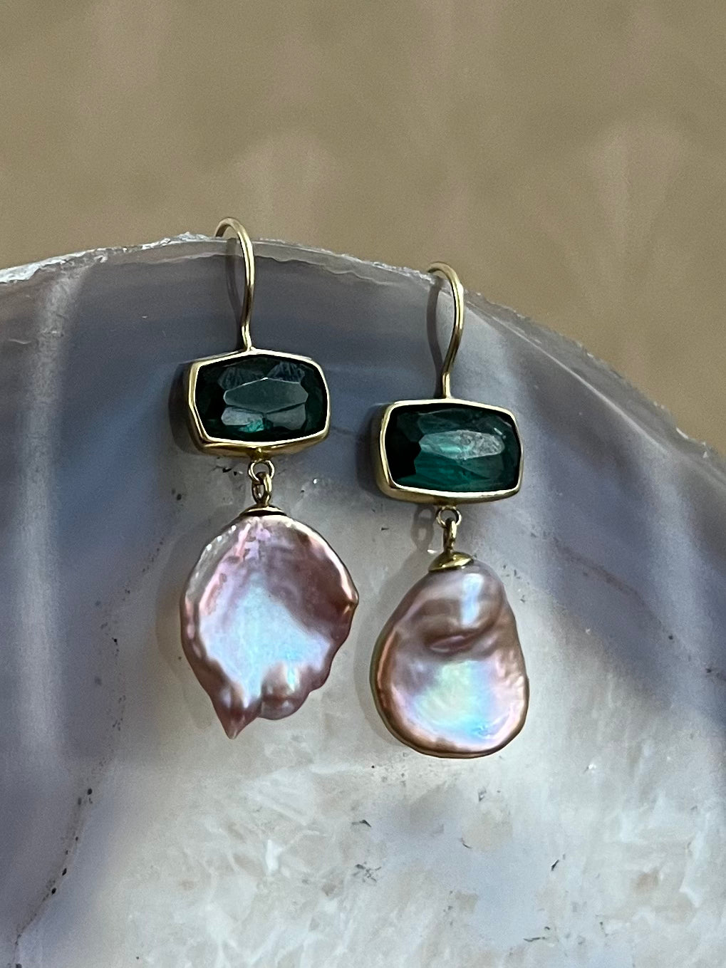 Toermalijn Keshi Parel Oorbellen