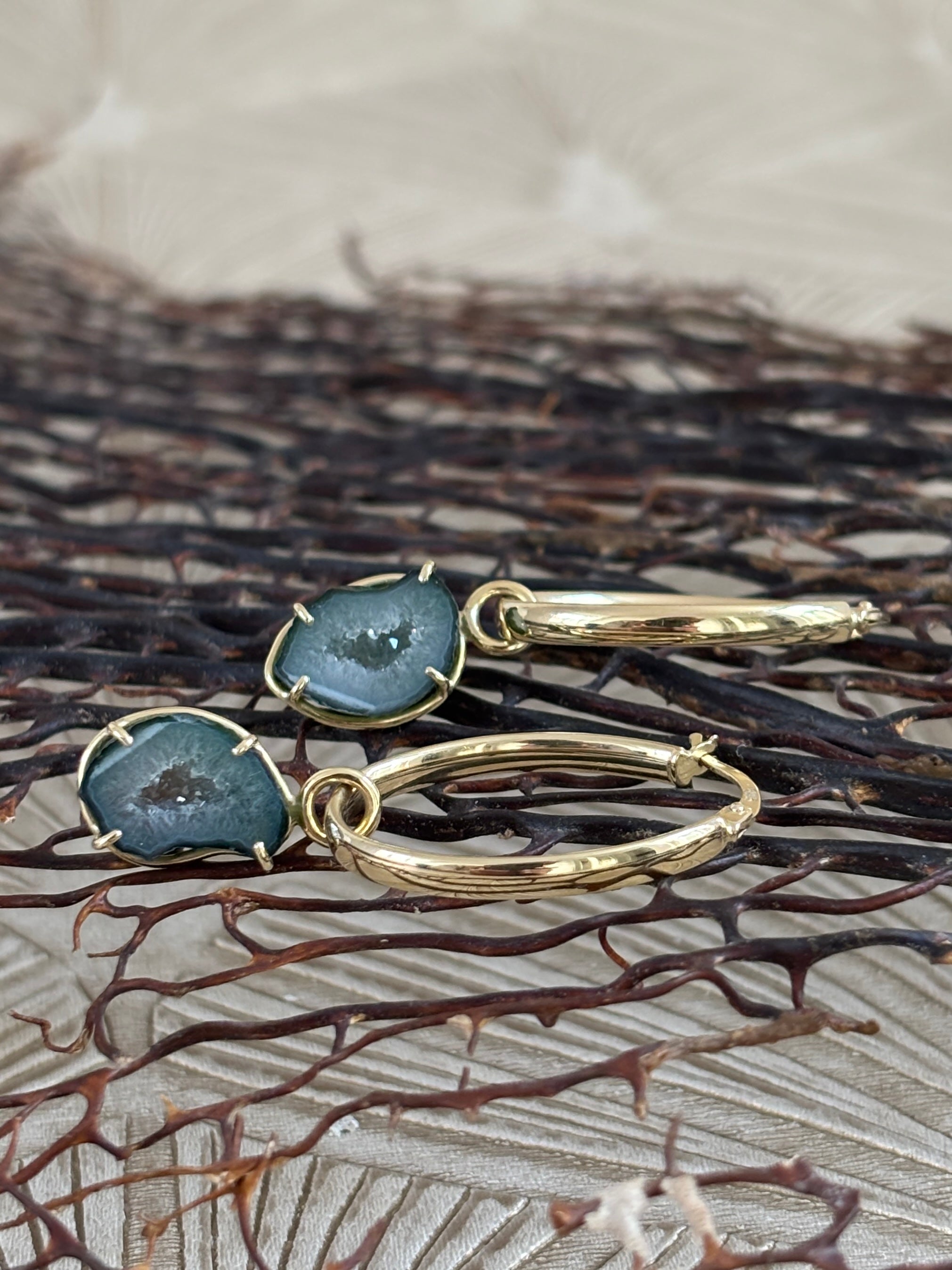 Agaat Geode Oorbel Aanhangers