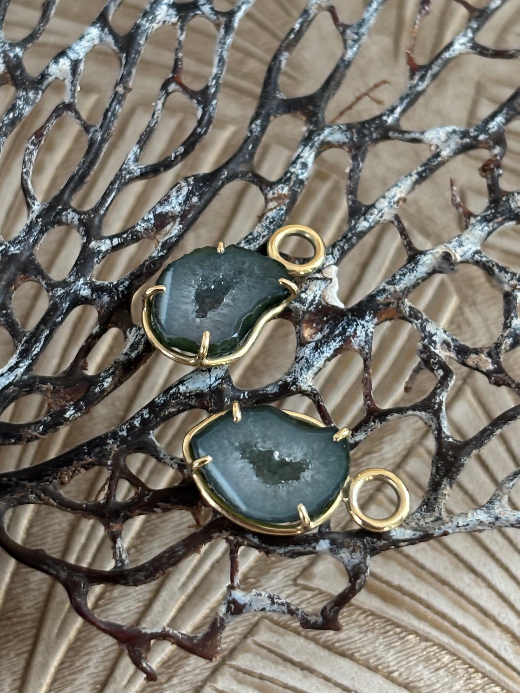 Agaat Geode Oorbel Aanhangers