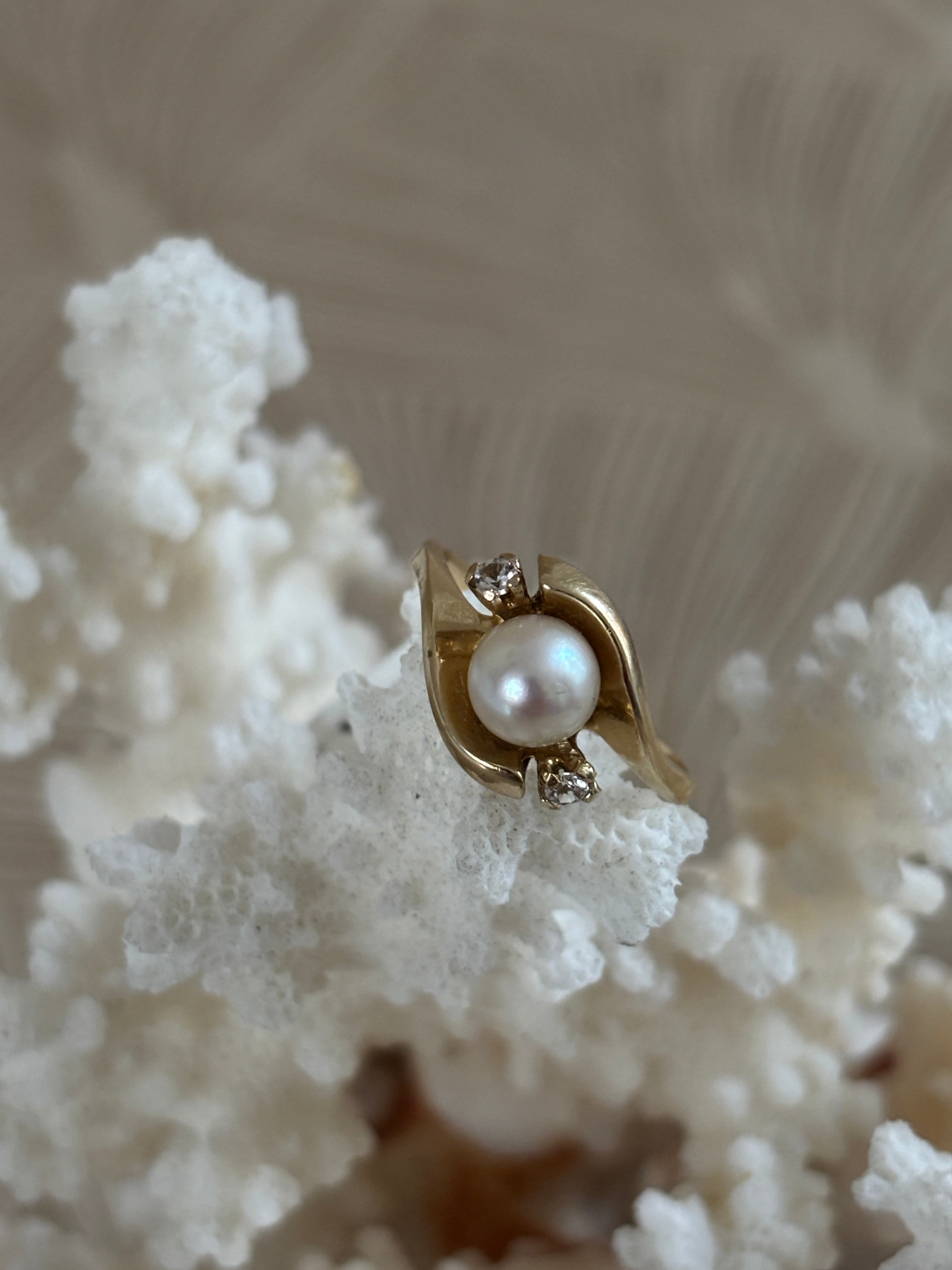 Vintage Parel Diamant Ring