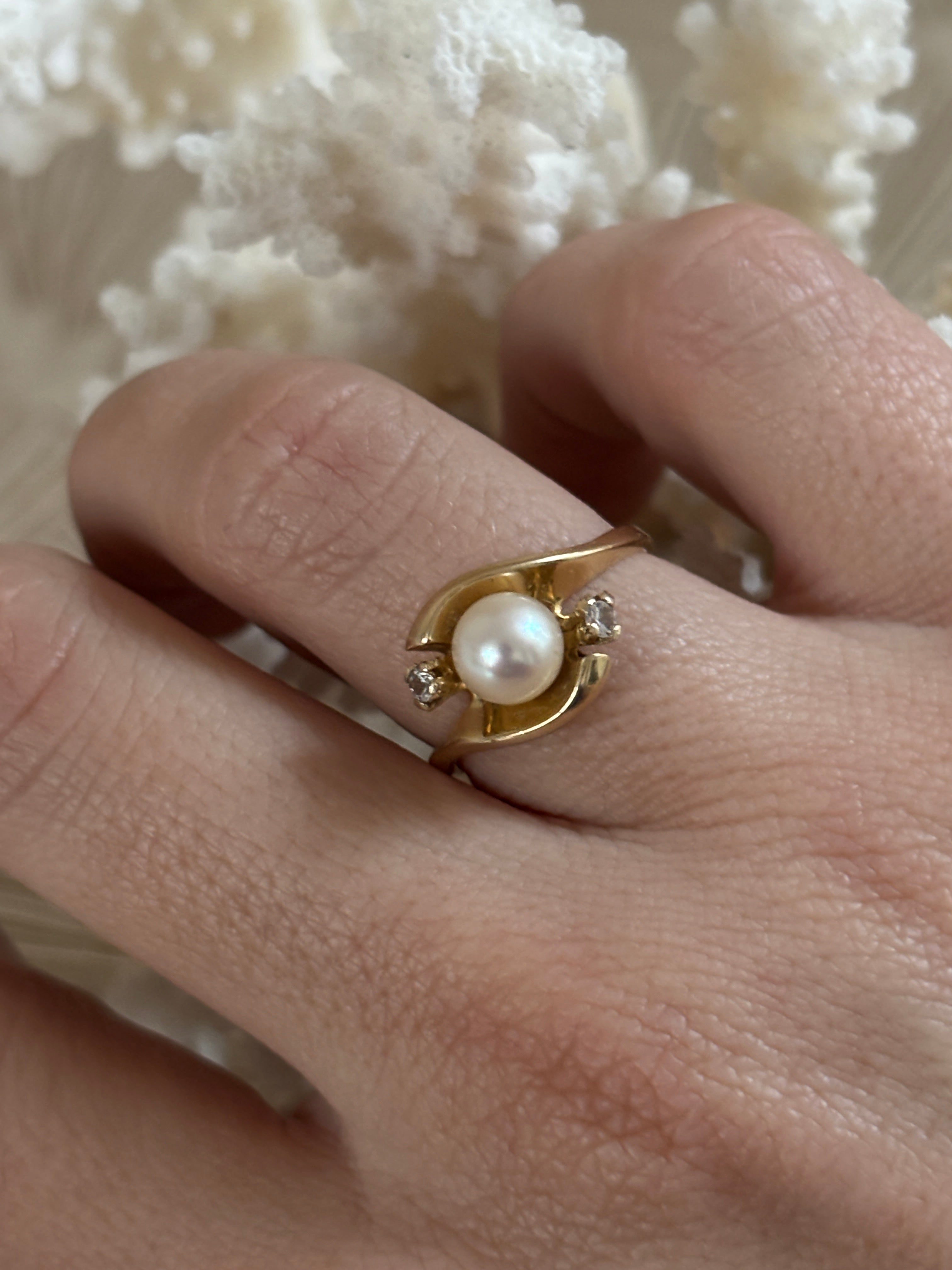 Vintage Parel Diamant Ring