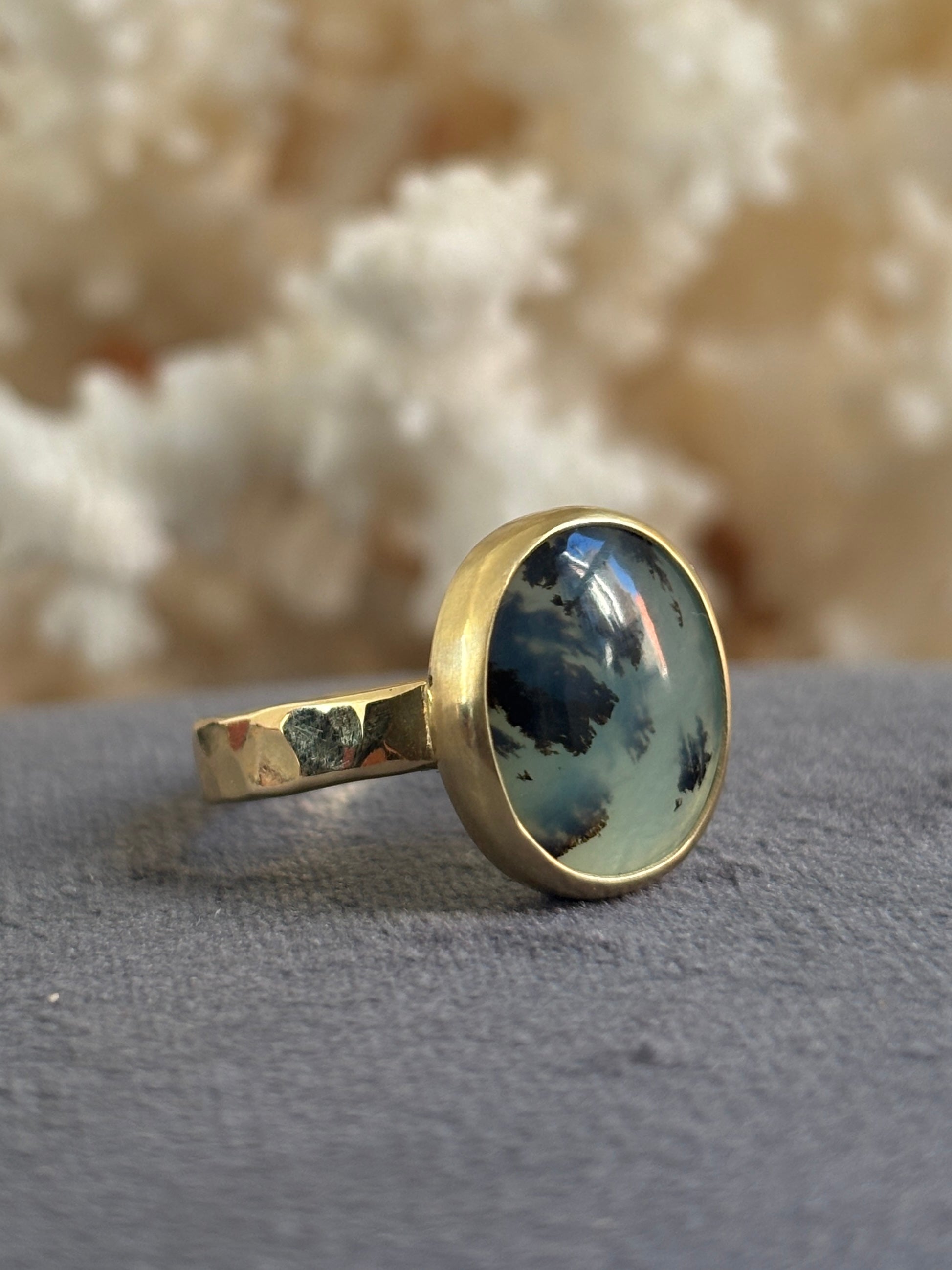 Groene Opaal Ring Hamerslag