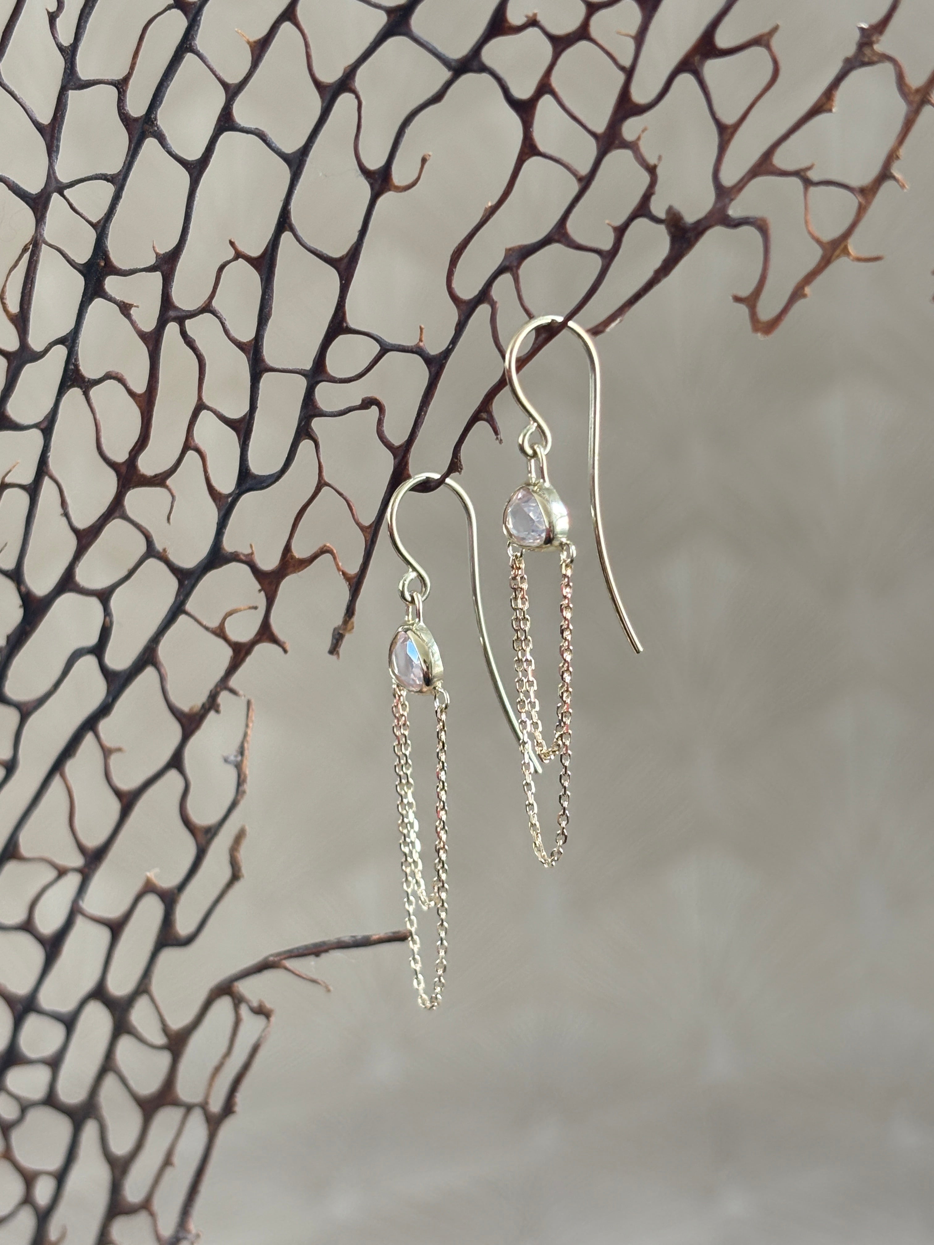 Chandelier Rozenkwarts Oorbellen