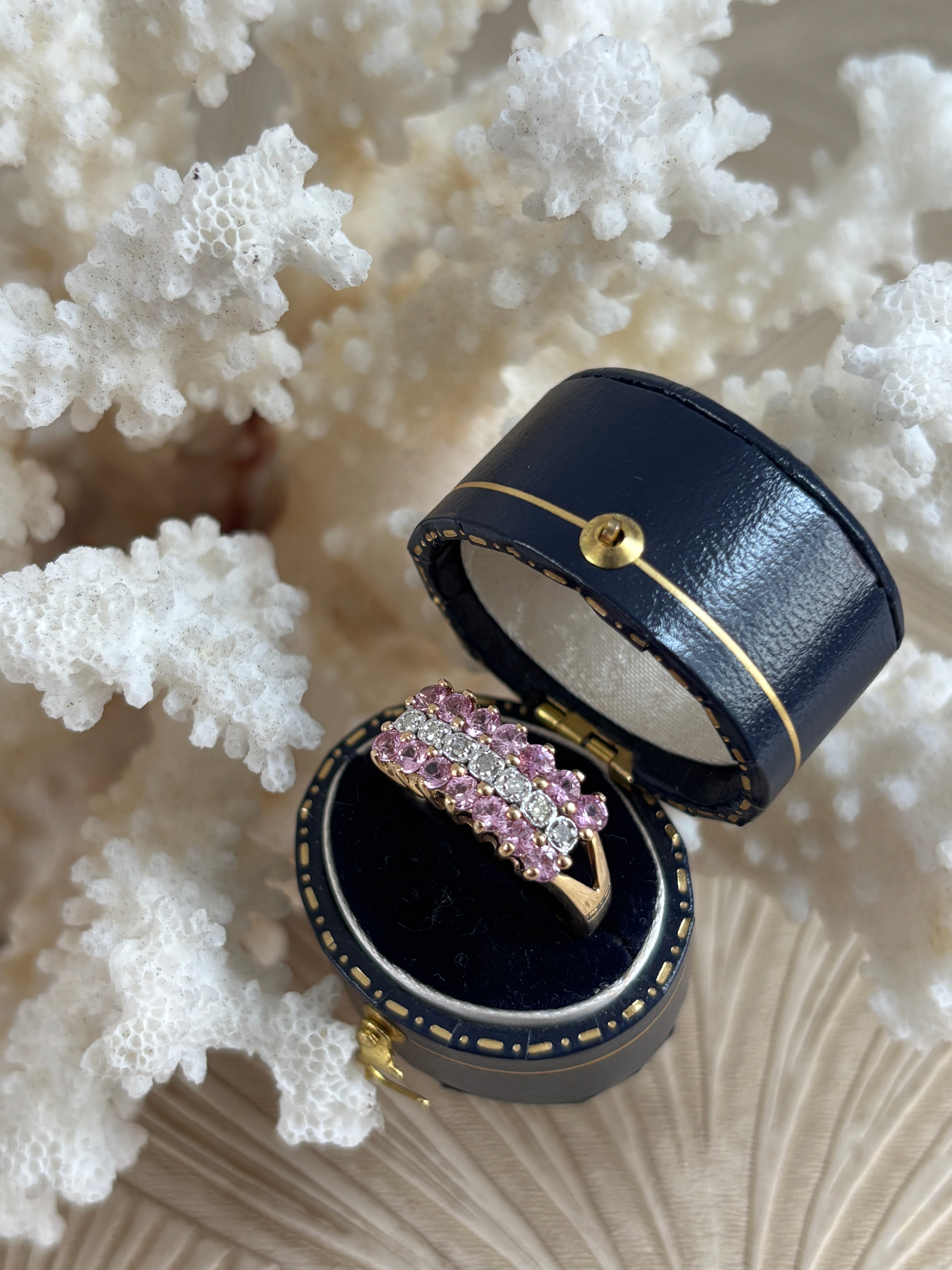 Roze Saffier & Diamant Ring Vintage