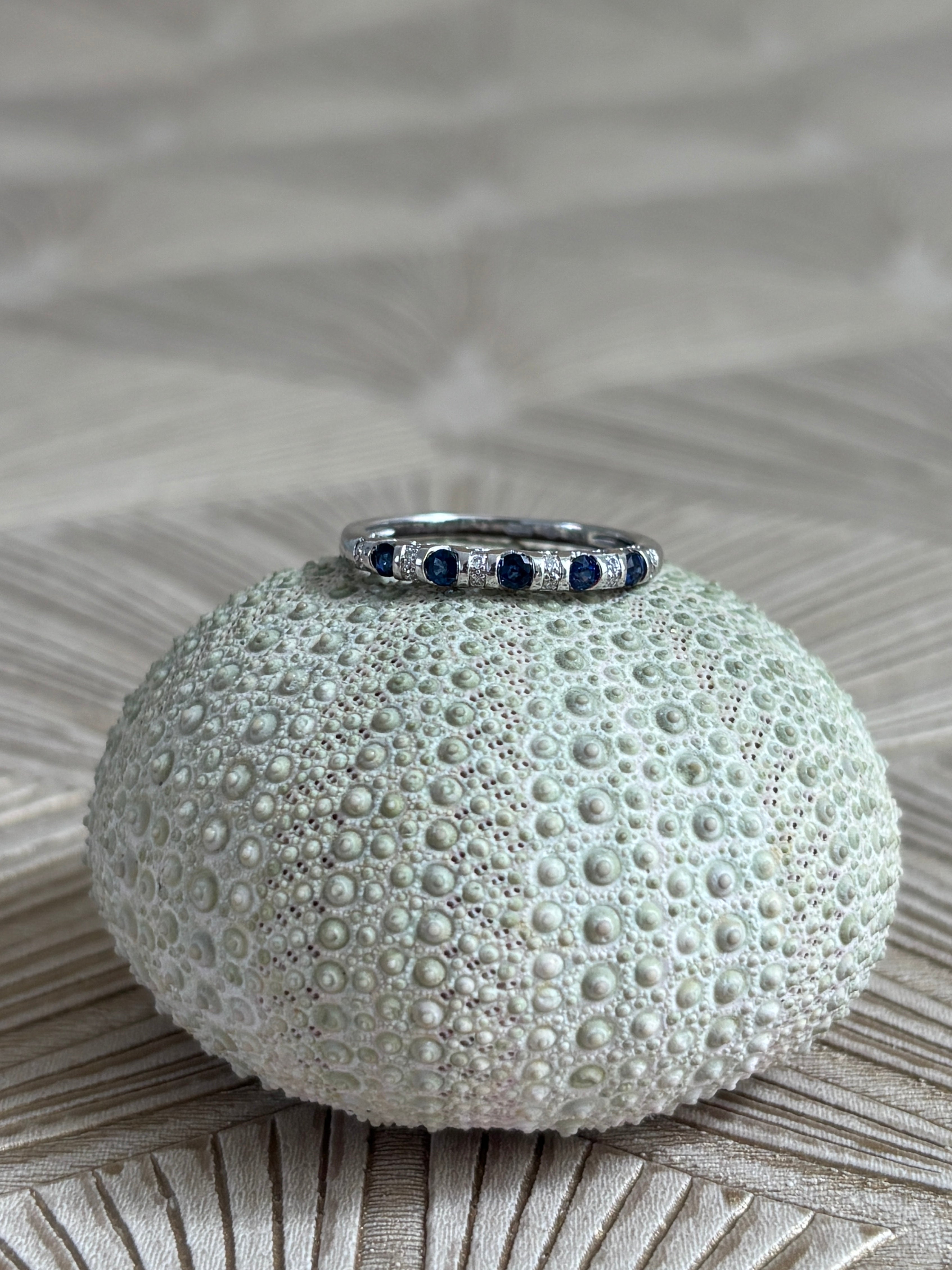 Vintage Rijring Saffier Diamant
