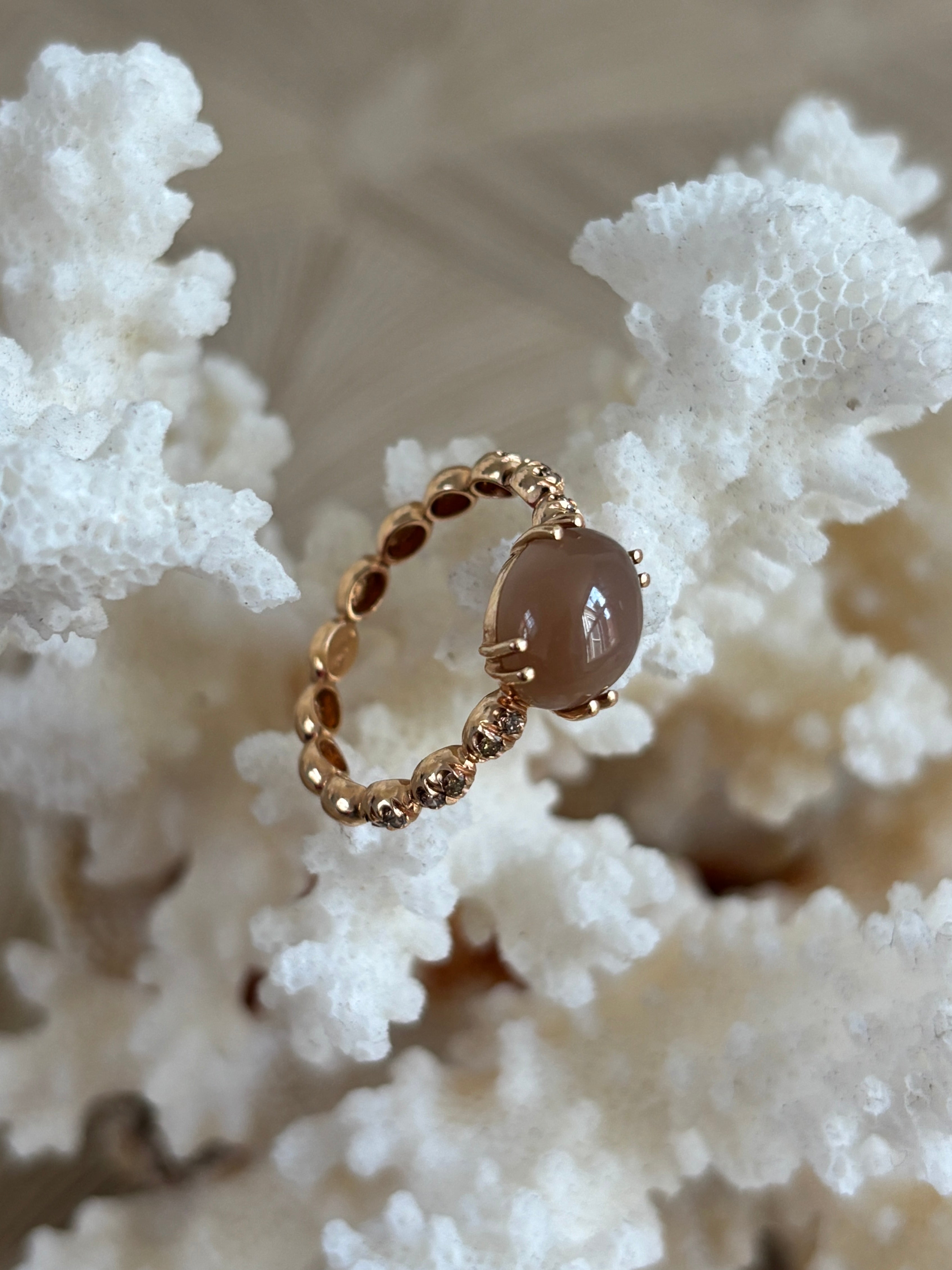 Brusi Maansteen Diamant Ring