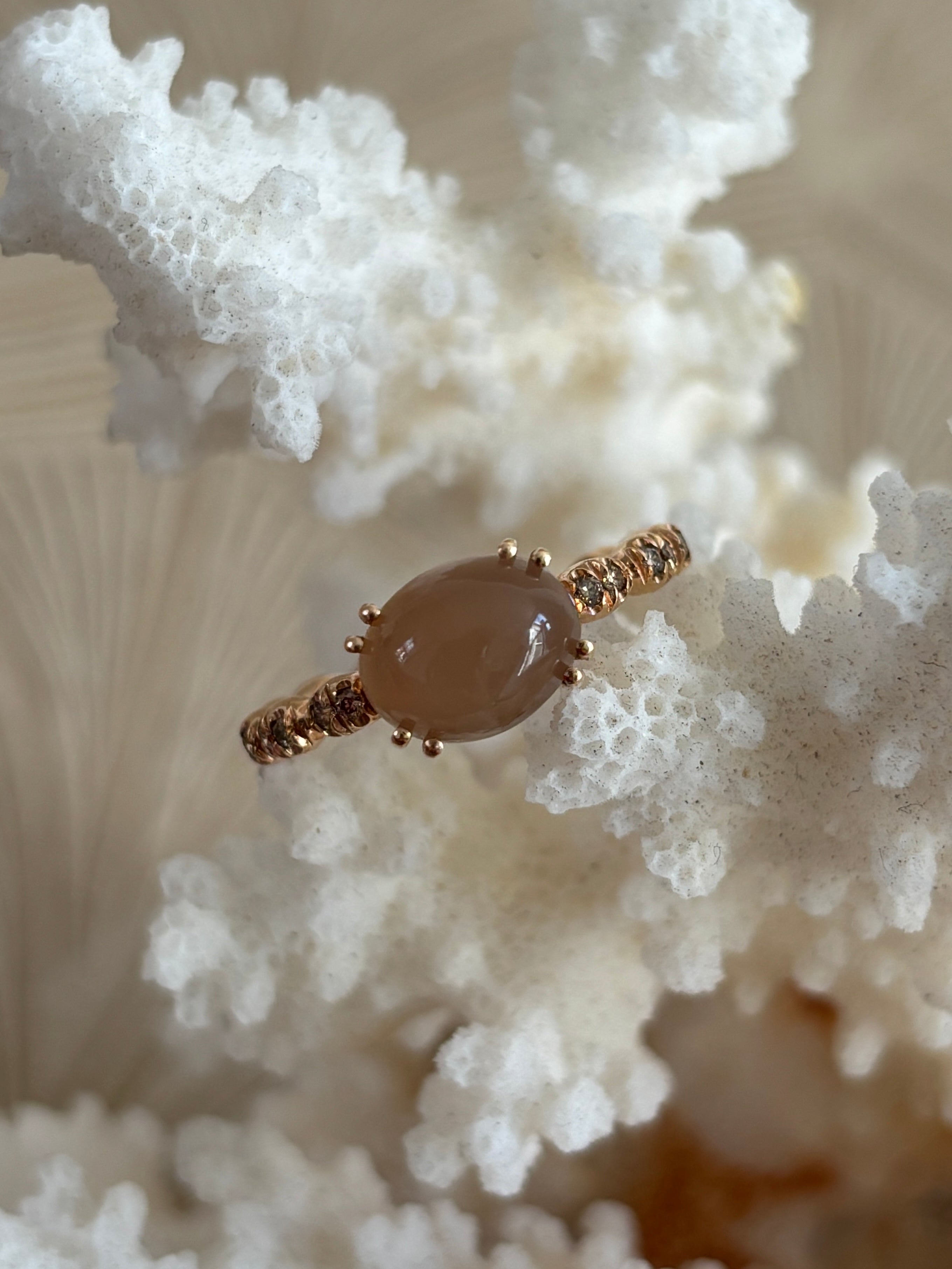 Brusi Maansteen Diamant Ring
