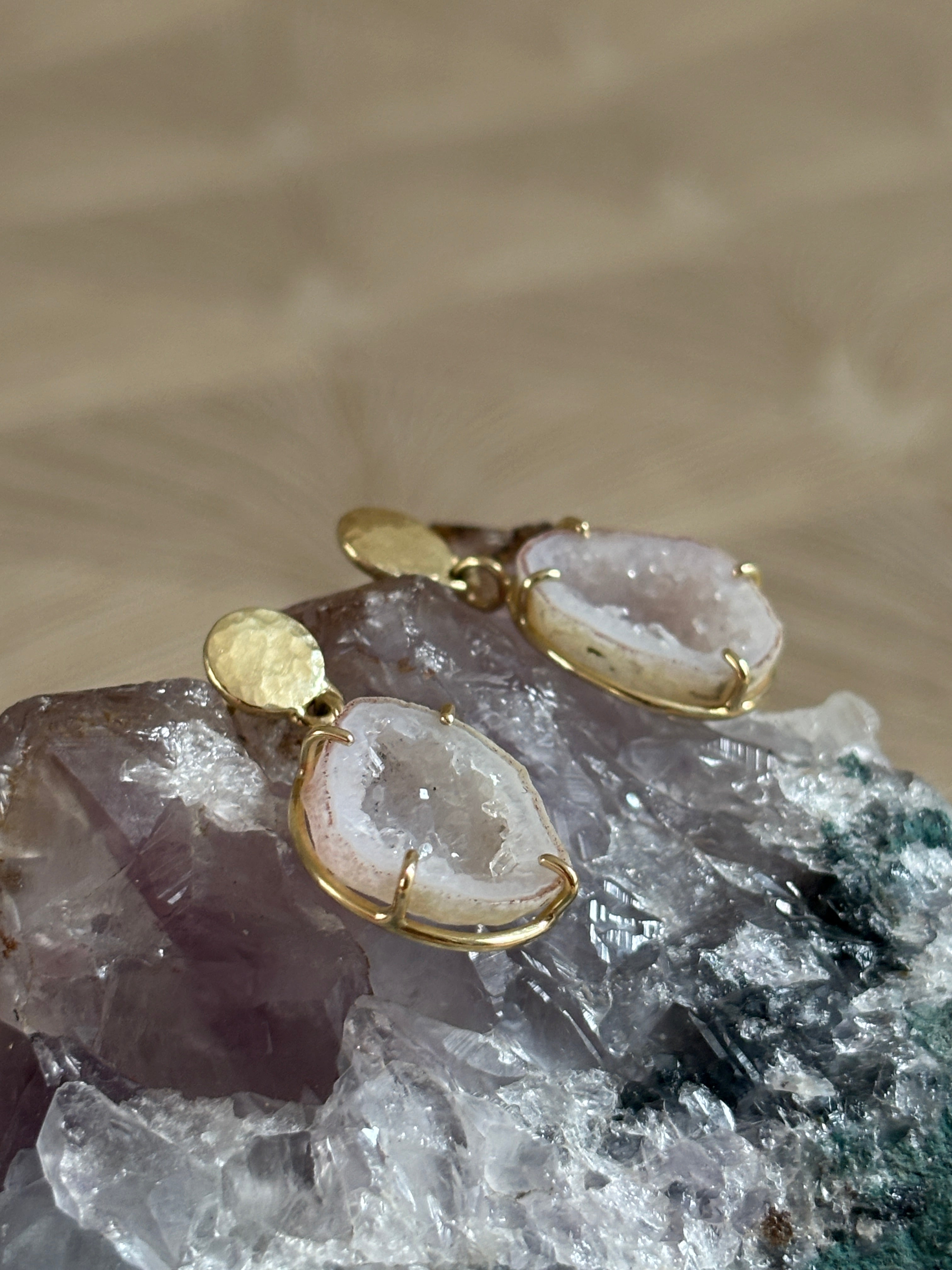 Agaat Geode Oorbellen