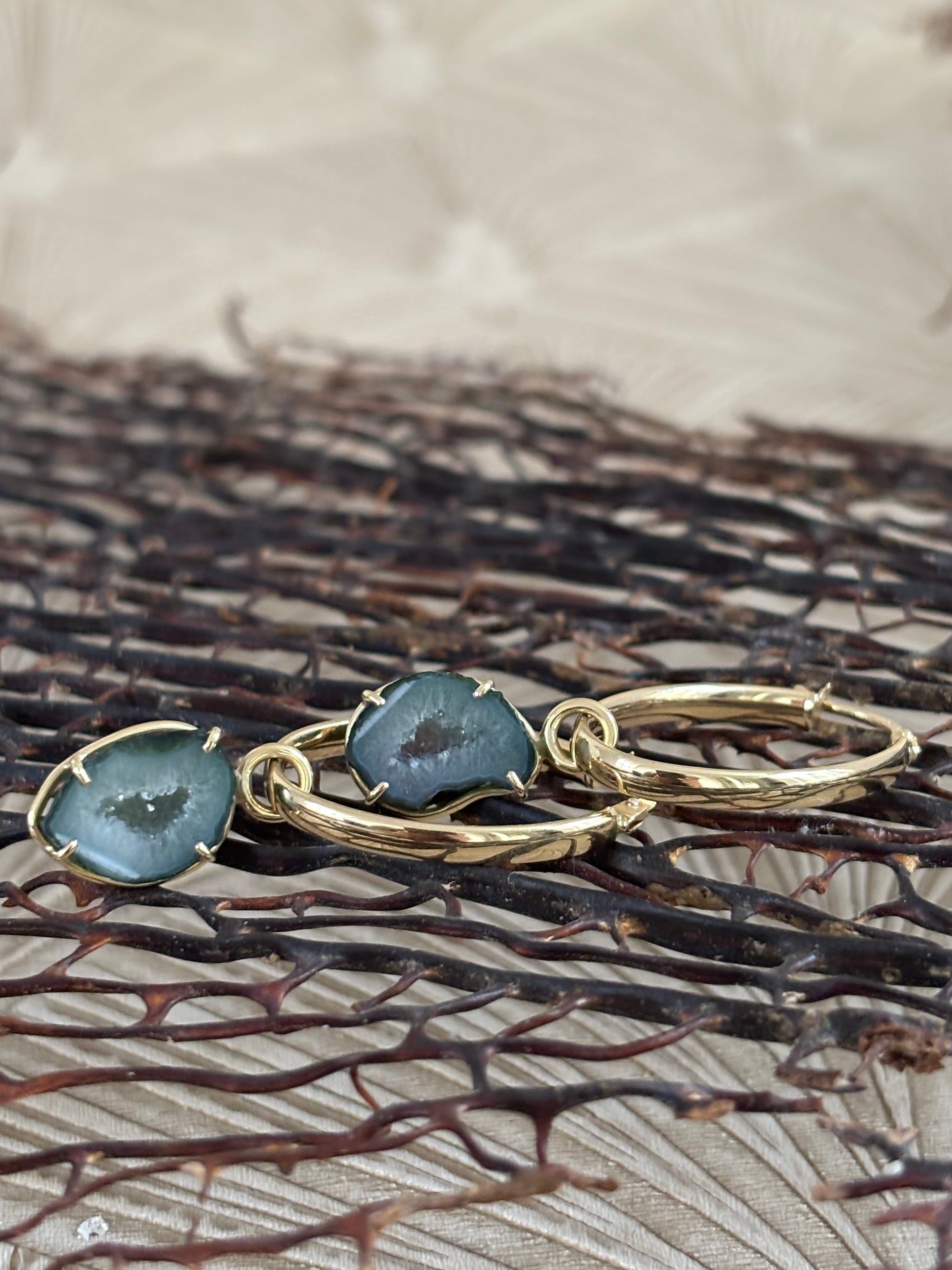 Agaat Geode Oorbel Aanhangers