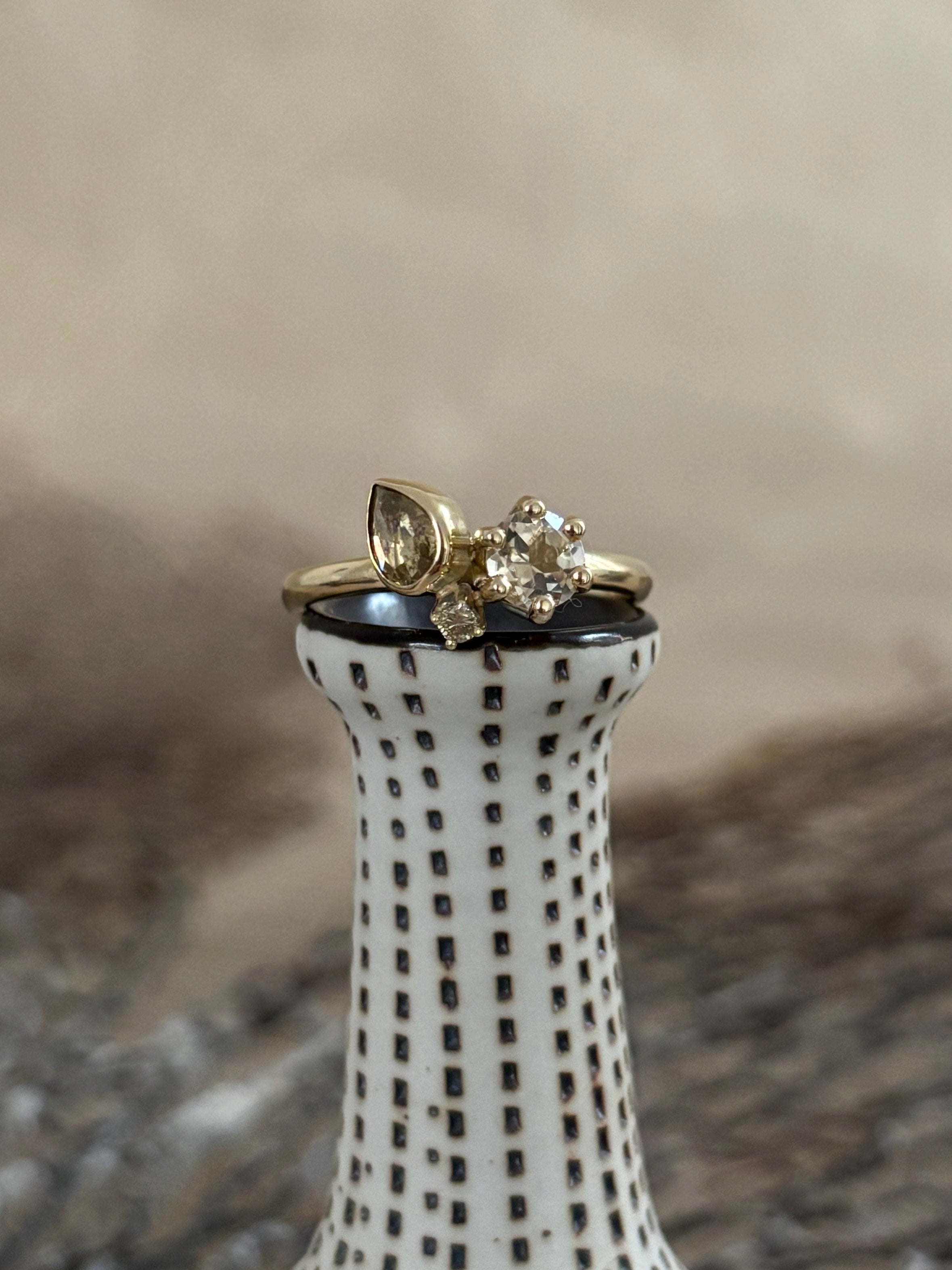 Cluster Diamant Beryl Ring