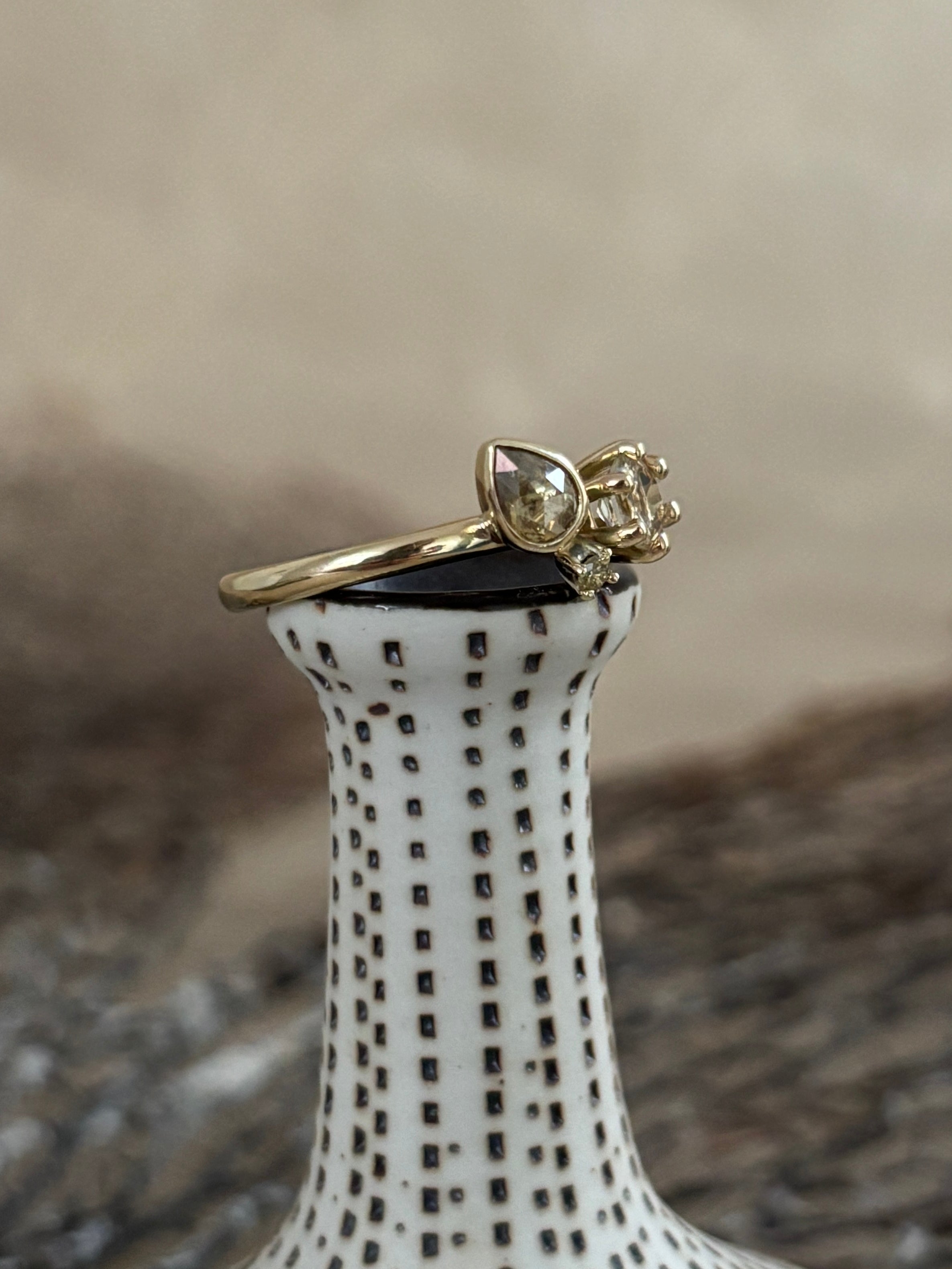 Cluster Diamant Beryl Ring