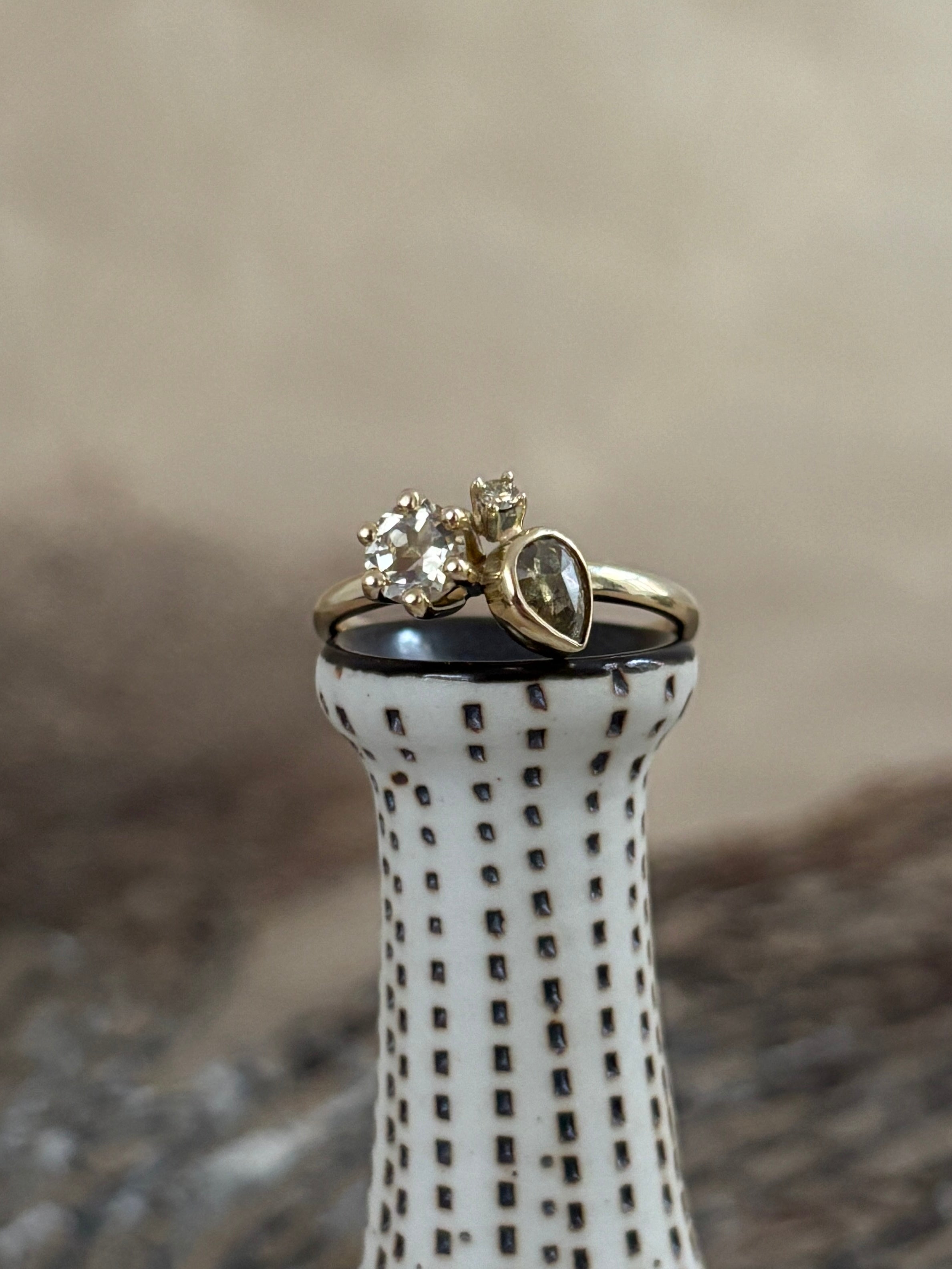 Cluster Diamant Beryl Ring