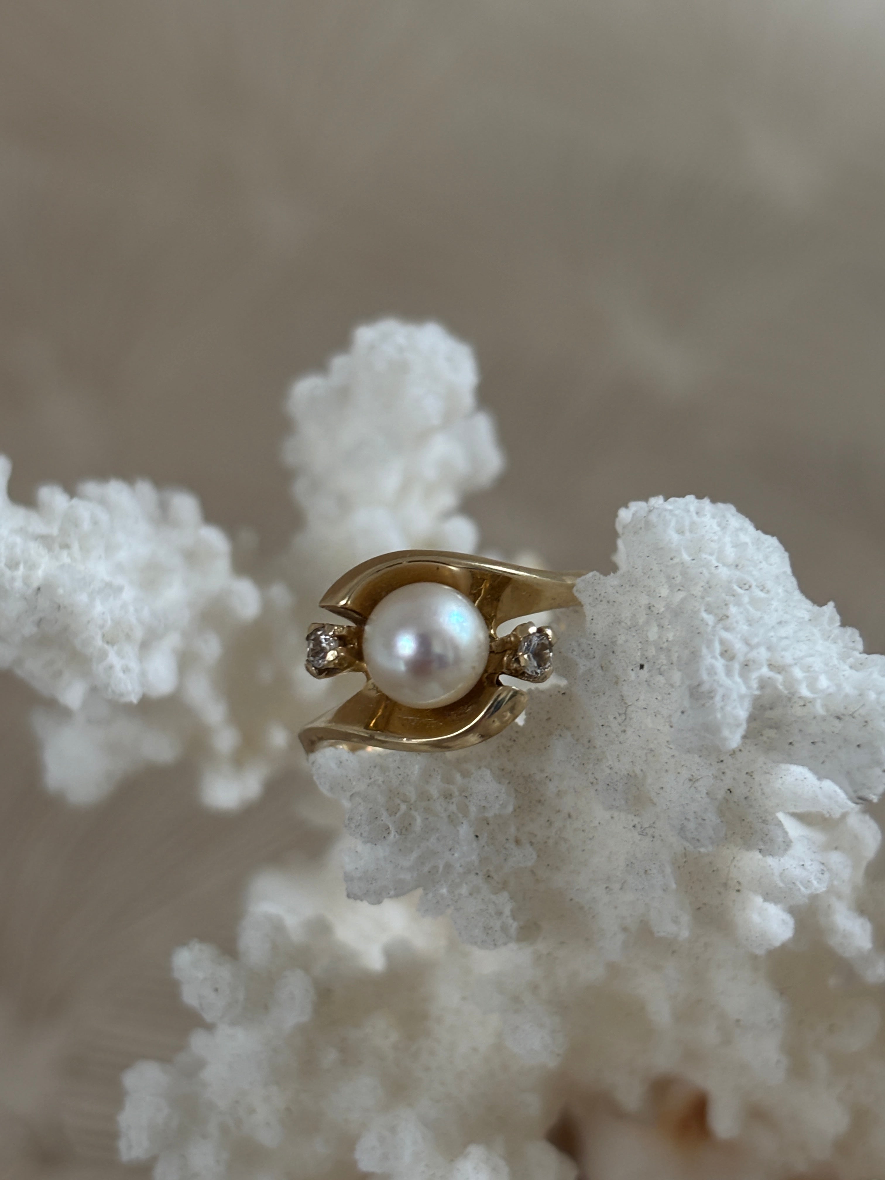 Vintage Parel Diamant Ring