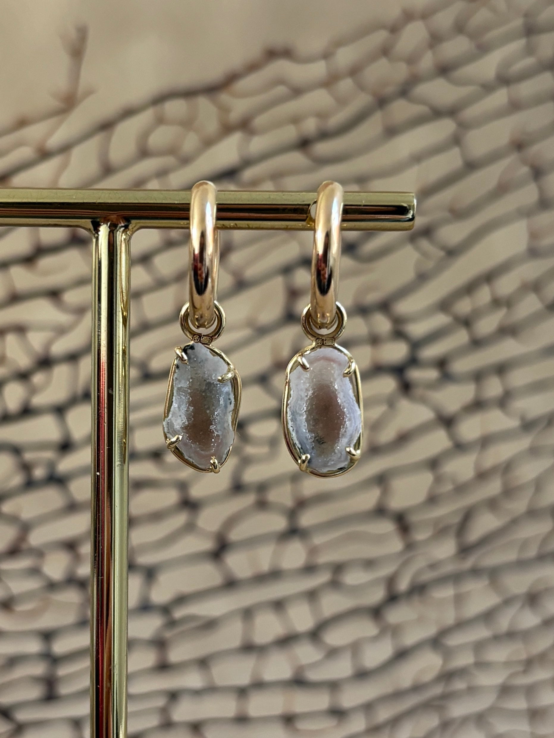 Oorringen met Agaat Geode Aanhangers