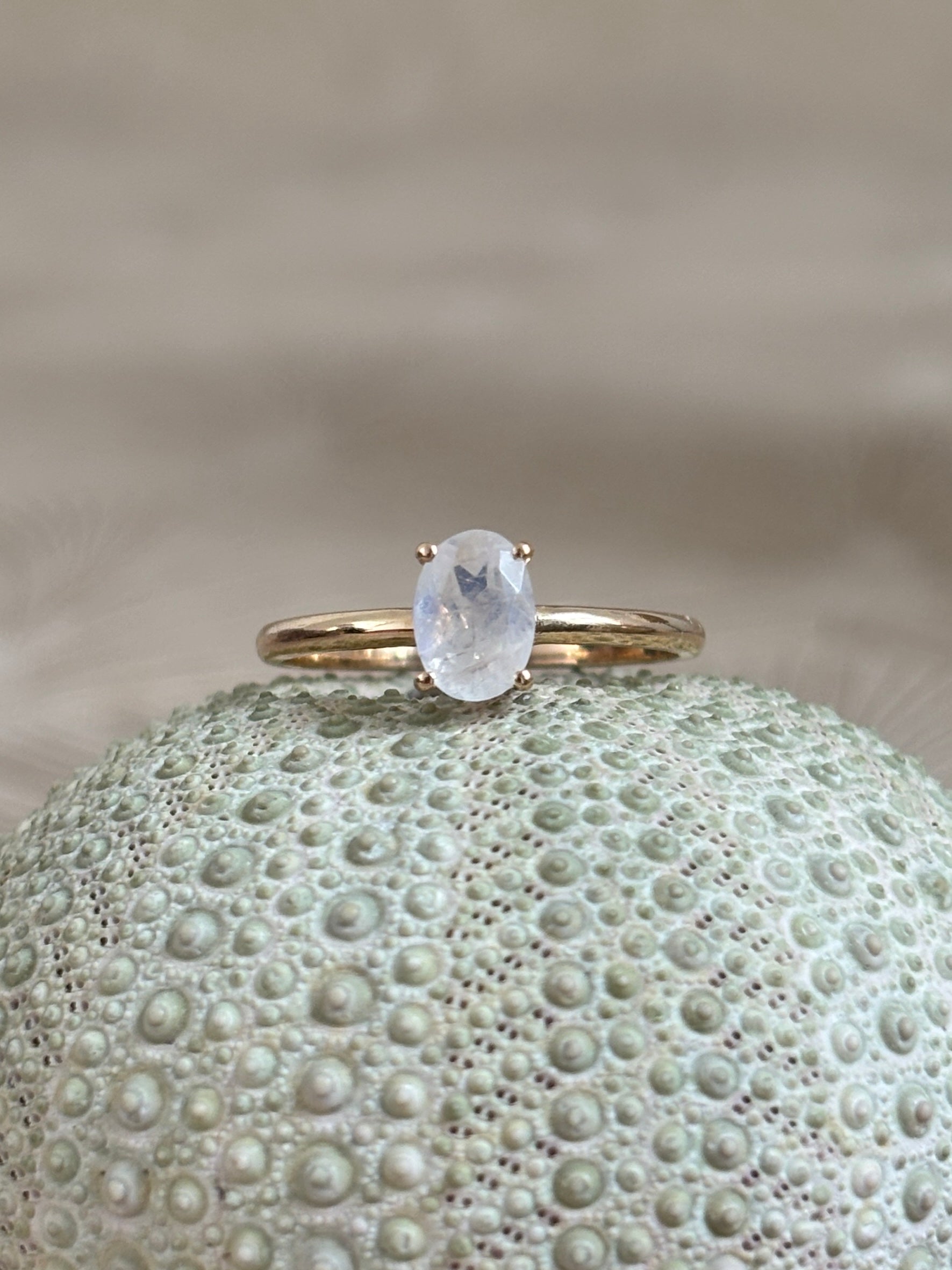 Regenboog Maansteen Ring
