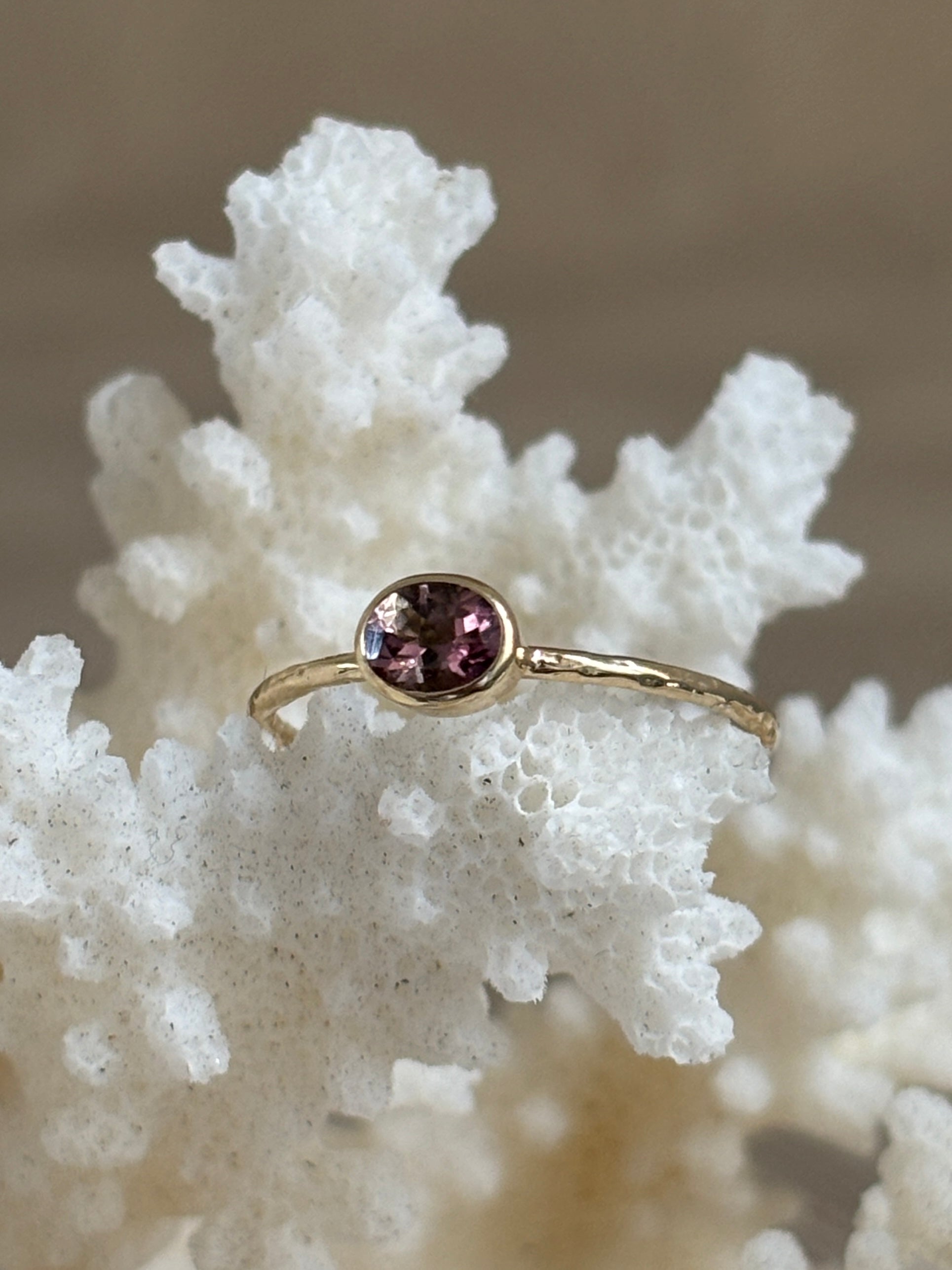 Roze Toermalijn Hamerslag Ring