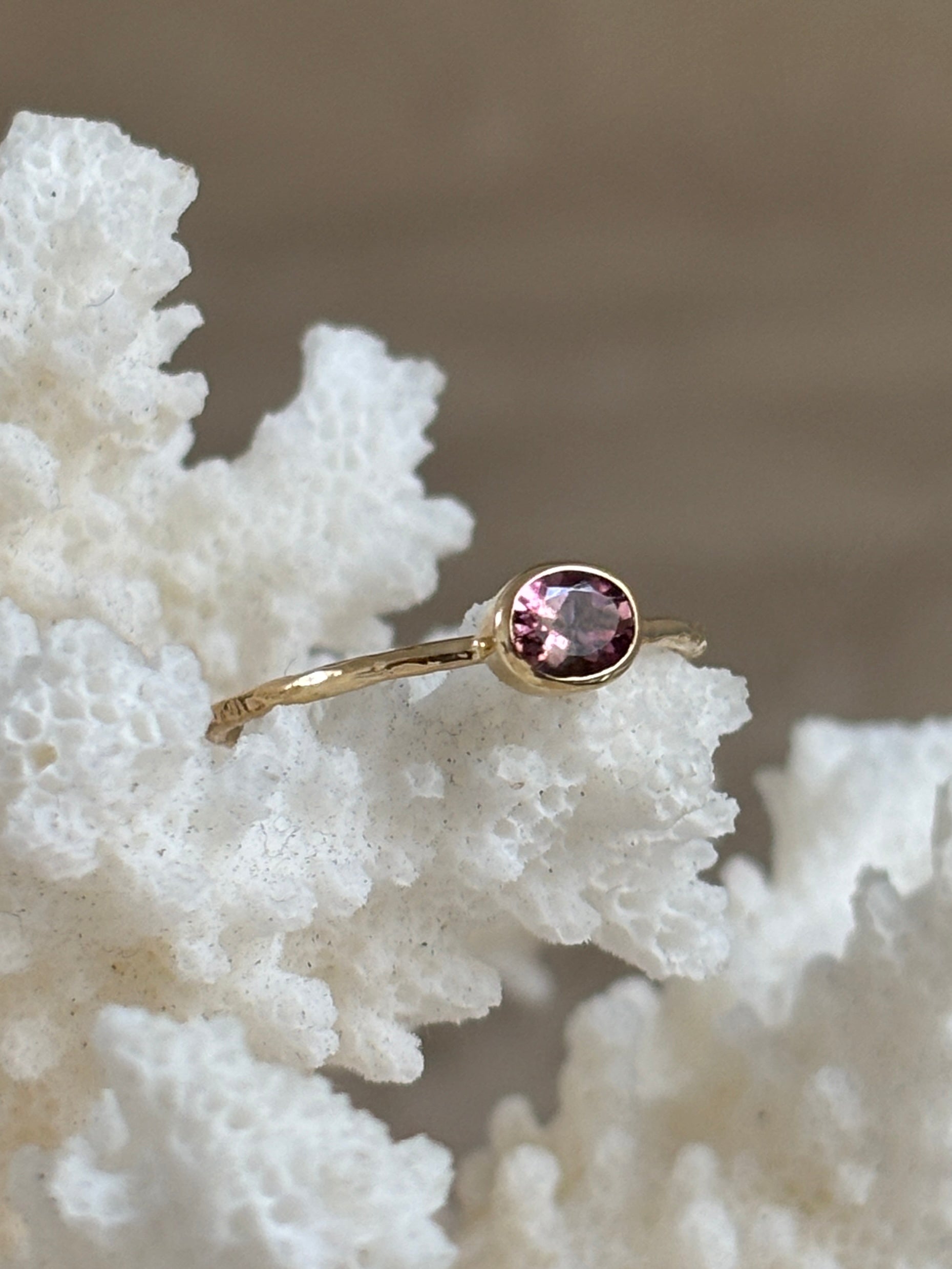Roze Toermalijn Hamerslag Ring