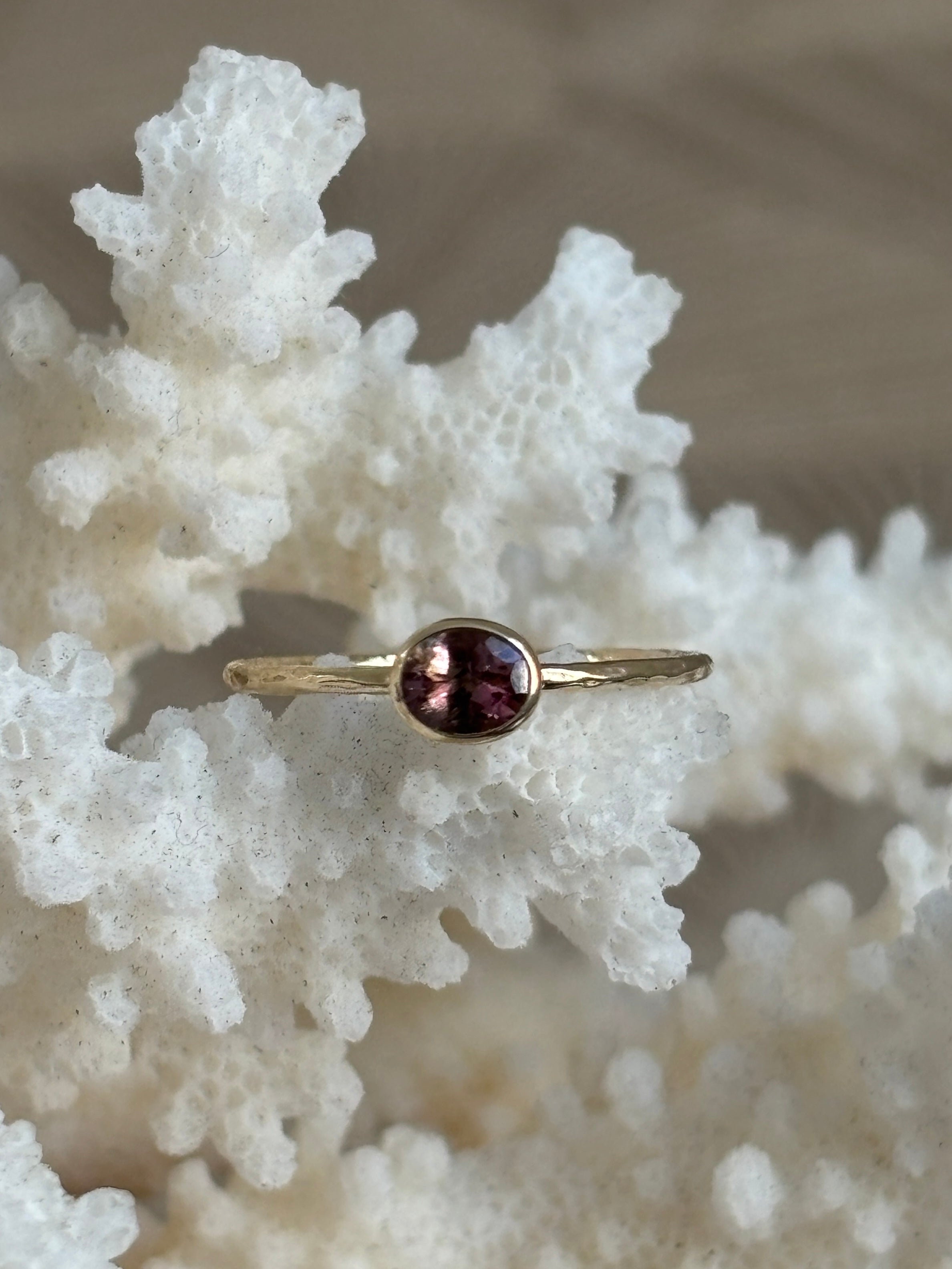 Roze Toermalijn Hamerslag Ring