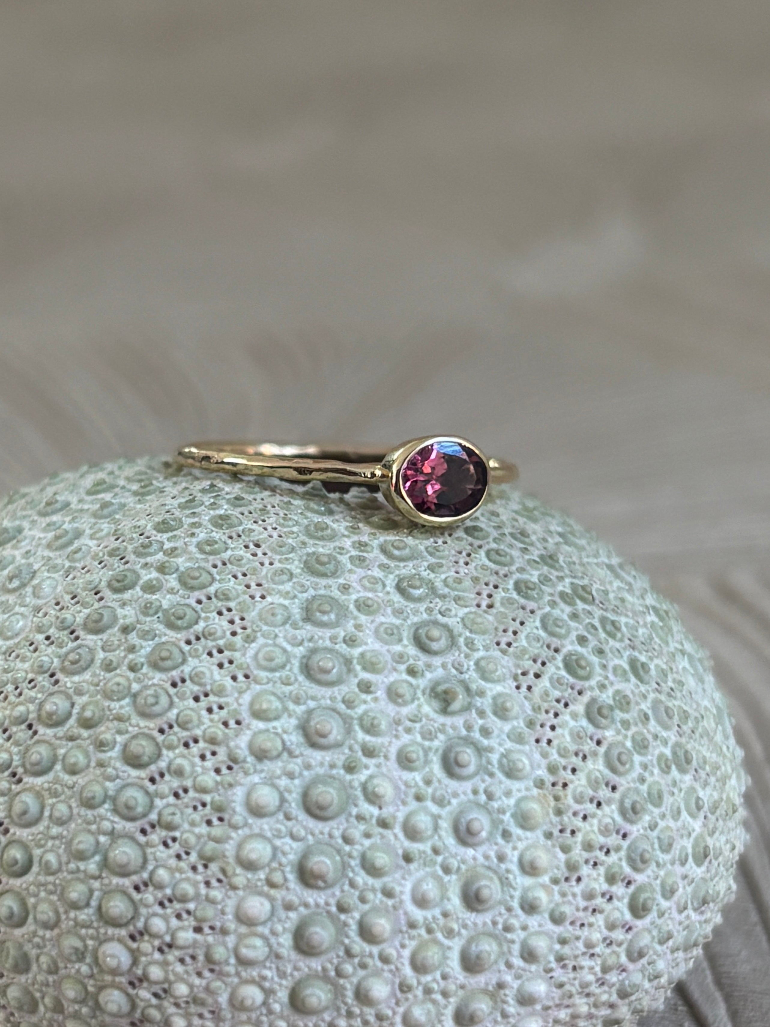 Roze Toermalijn Hamerslag Ring